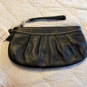 Coach Black Leather Clutch with Wrist Strap